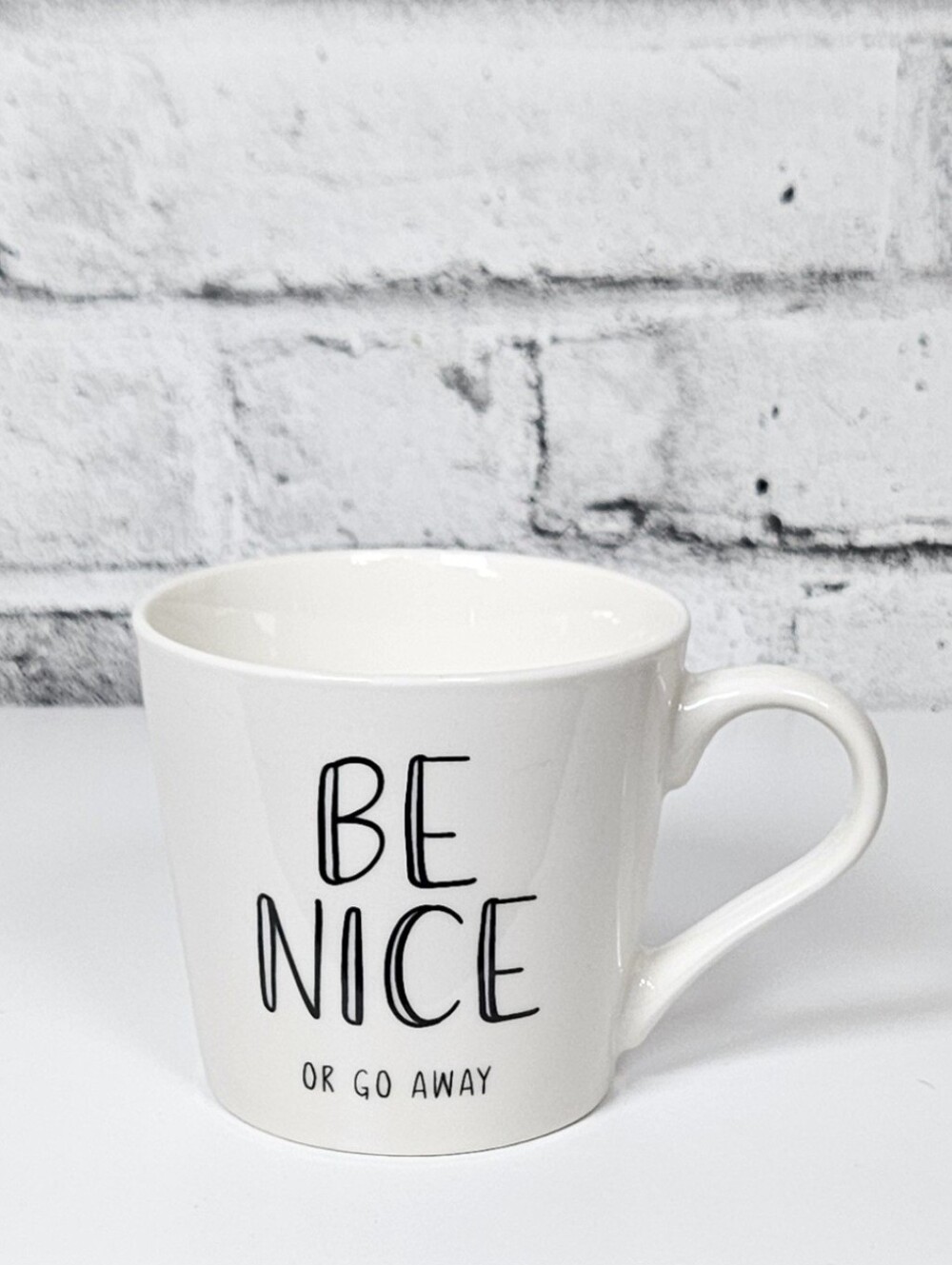 Casa Signature Be Nice Or Go Away White Ceramic Coffee Mug Large 5 Inch